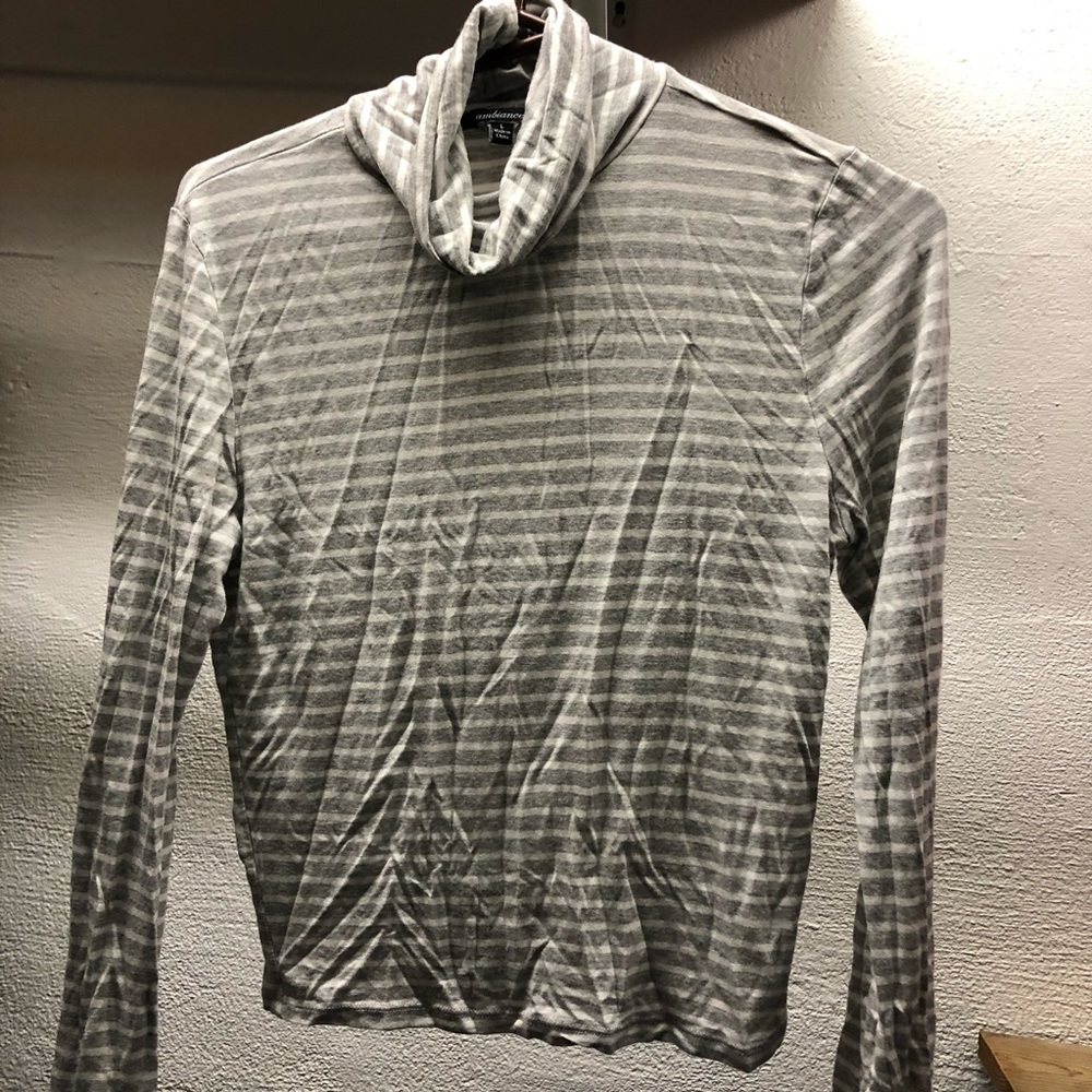 Comfy Striped Roll Neck Turtleneck Top